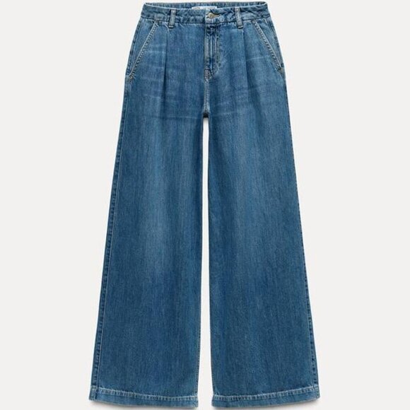 NWT ZARA MID-RISE Z1975 WIDE LEG JEANS 28 (US 6) - Picture 1 of 6